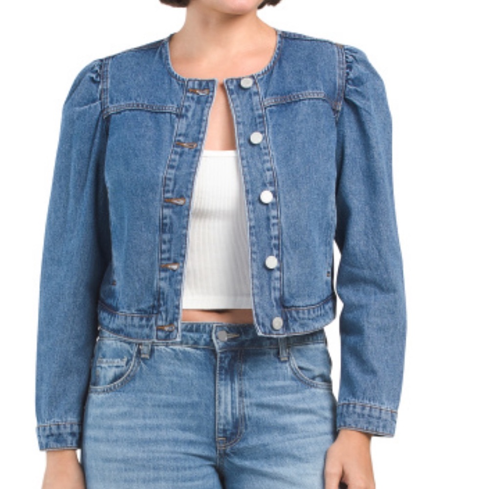 Nwt blank nyc denim Blue Denim Jacket with puff sleeve size small